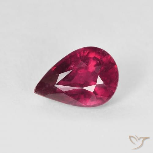 1.02ct Натуральный Глубокий красновато-розовый Рубин, Форма груши, VS-SI