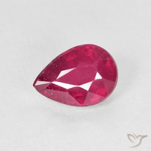 1.11ct Натуральный Глубокий красновато-розовый Рубин, Форма груши, VS-SI
