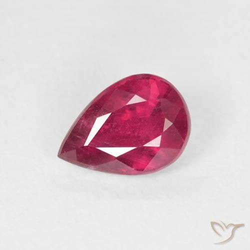 0.94ct Натуральный Глубокий красновато-розовый Рубин, Форма груши, VS-SI
