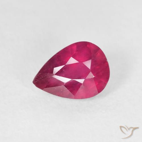 0.98ct Натуральный Джем Красный Рубин, Форма груши, VS-SI