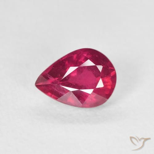 0.93ct Натуральный Розовато-красный Рубин, Форма груши, VS-SI