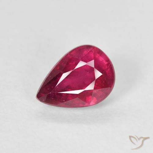 1.03ct Натуральный Глубокий красновато-розовый Рубин, Форма груши, VS-SI