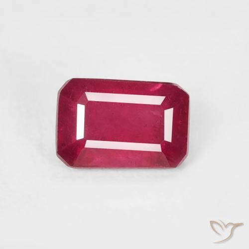 0.99ct Натуральный Средний красный Рубин, Изумрудная огранка, Чистота VS