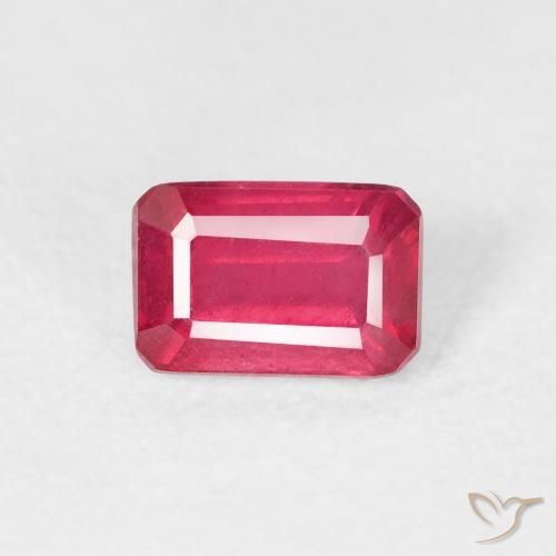 0.92ct Натуральный Красновато-розовый Рубин, Изумрудная огранка, Чистота VS