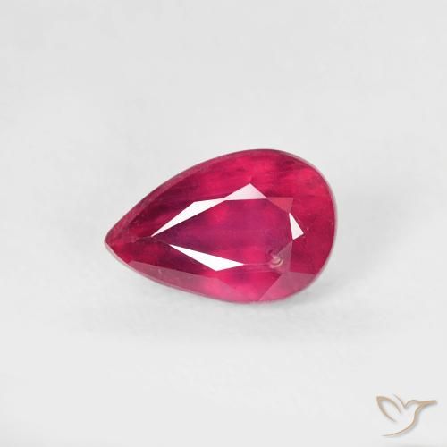 0.76ct Натуральный Medium Dark-Red Рубин, Форма груши, VS-SI