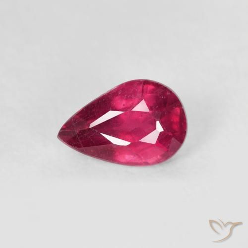 0.63ct Натуральный Глубокий красновато-розовый Рубин, Форма груши, VS-SI
