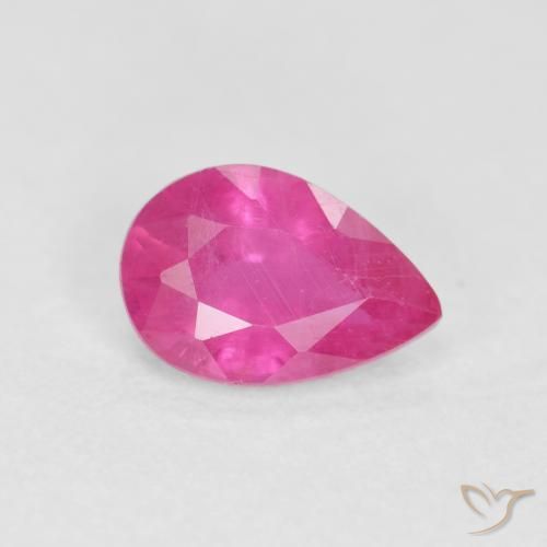 0.57ct Натуральный Medium Dark-Pink Рубин, Форма груши, VS-SI