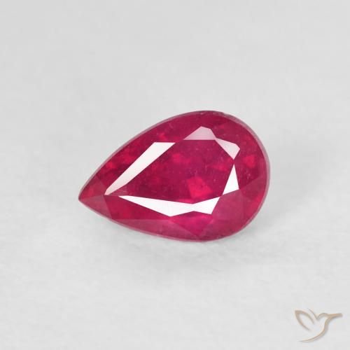 0.76ct Натуральный Глубокий красновато-розовый Рубин, Форма груши, VS-SI