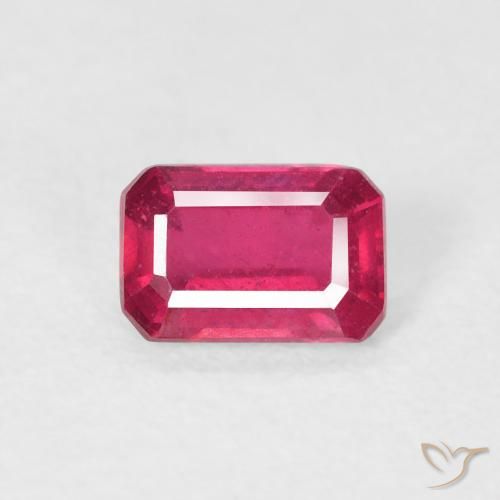 0.75ct Натуральный Красновато-розовый Рубин, Изумрудная огранка, Чистота VS