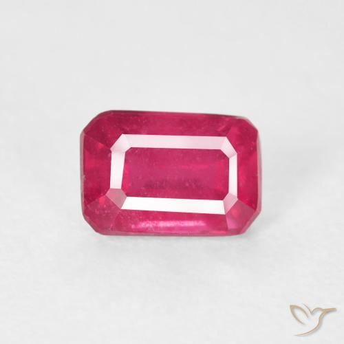 0.93ct Натуральный Красновато-розовый Рубин, Изумрудная огранка, Чистота VS