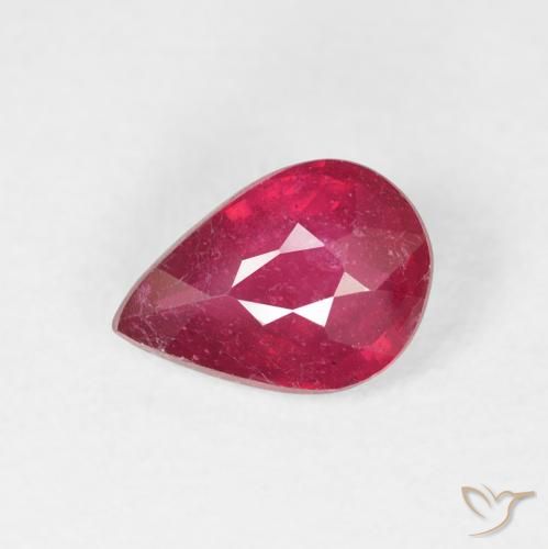 1.33ct Натуральный Средний красный Рубин, Форма груши, VS-SI