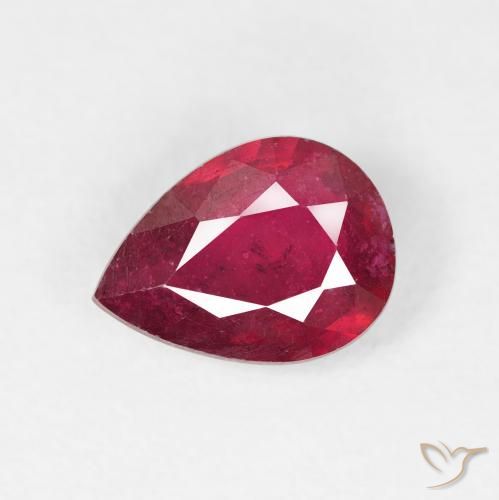 1.55ct Натуральный Средний красный Рубин, Форма груши, VS-SI