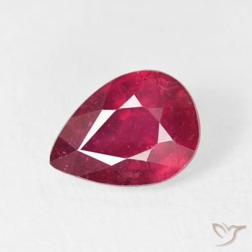 1.72ct Натуральный Темно-красный Рубин, Форма груши, VS-SI