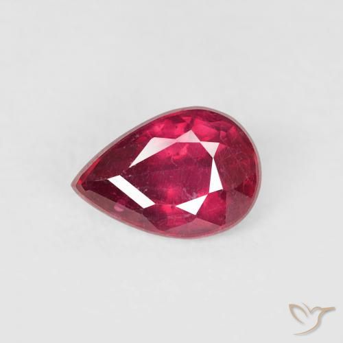 0.65ct Натуральный Темно-красный Рубин, Форма груши, VS-SI