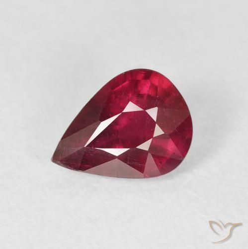 1.44ct Натуральный Темно-красный Рубин, Форма груши, VS-SI