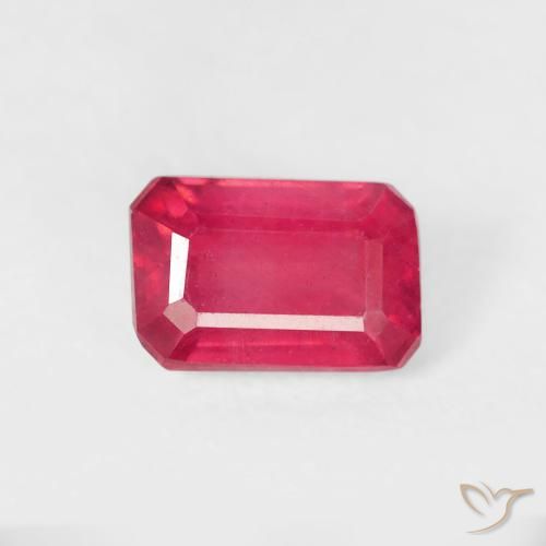 0.98ct Натуральный Розовато-красный Рубин, Изумрудная огранка, Чистота VS