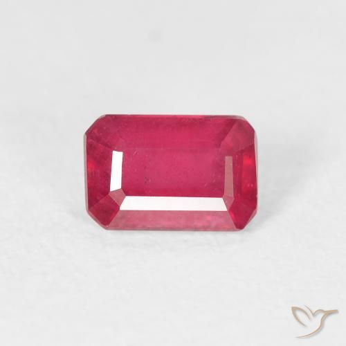 0.90ct Натуральный Розовато-красный Рубин, Изумрудная огранка, Чистота VS