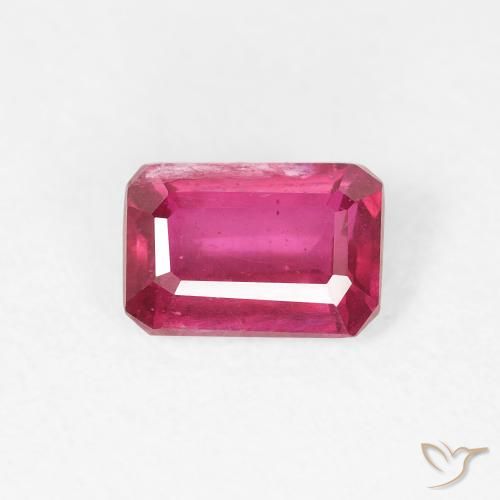 0.77ct Натуральный Красновато-розовый Рубин, Изумрудная огранка, Чистота VS
