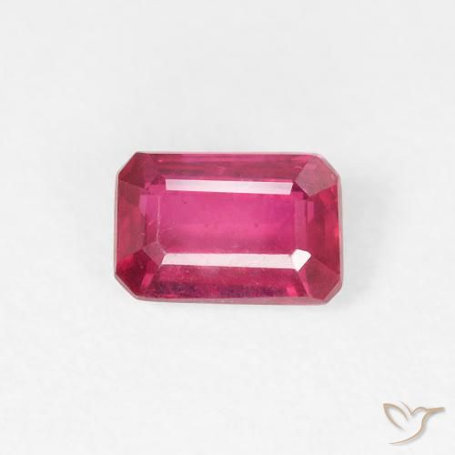 0.79ct Натуральный Красновато-розовый Рубин, Изумрудная огранка, Чистота VS