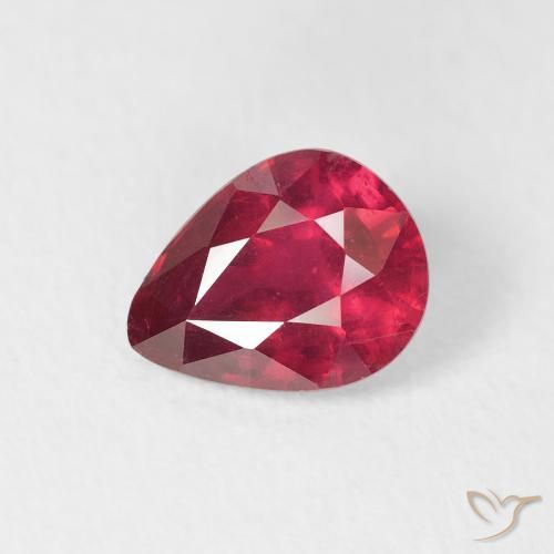 1.49ct Натуральный Средний красный Рубин, Форма груши, Чистота VS