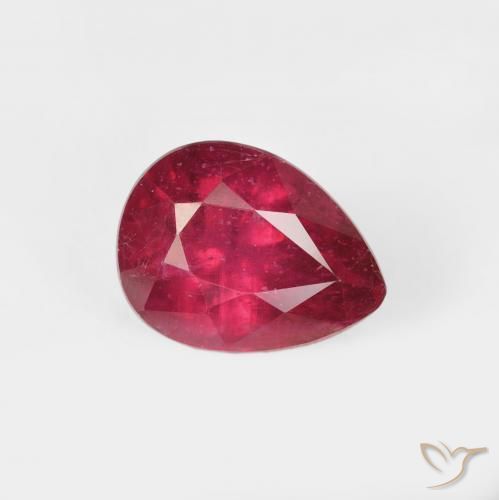 2.11ct Натуральный Джем Красный Рубин, Форма груши, Чистота VS