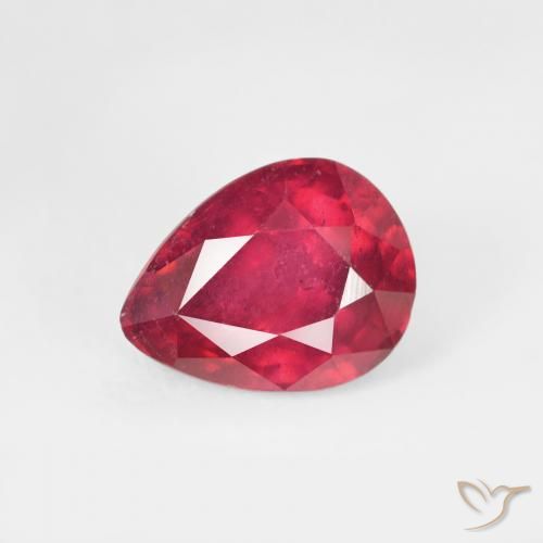 1.79ct Натуральный Джем Красный Рубин, Форма груши, Чистота VS