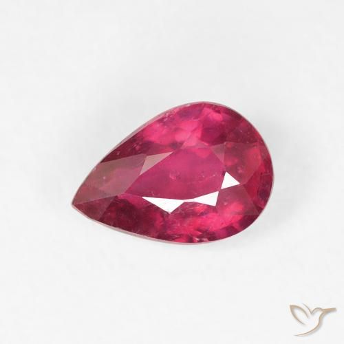 0.99ct Натуральный Глубокий красновато-розовый Рубин, Форма груши, VS-SI