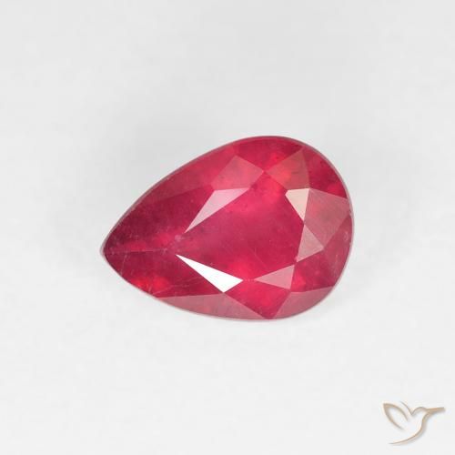 0.97ct Натуральный Джем Красный Рубин, Форма груши, VS-SI