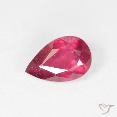 0.84ct Натуральный Глубокий красновато-розовый Рубин, Форма груши, VS-SI