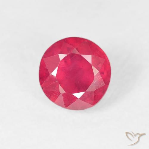0.84ct Натуральный Насыщенный розовый Рубин, Круглый, Чистота VS