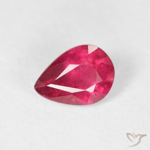 0.91ct Натуральный Светло-красный Рубин, Форма груши, VS-SI