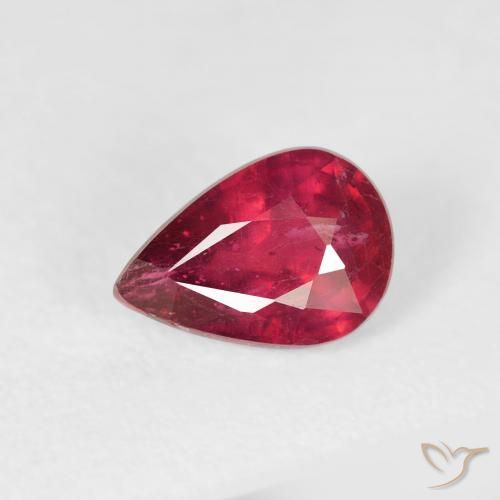 1.08ct Натуральный Средний красный Рубин, Форма груши, VS-SI