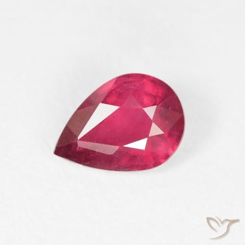 0.91ct Натуральный Красновато-розовый Рубин, Форма груши, VS-SI