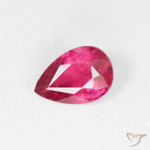 0.58ct Натуральный Розовато-красный Рубин, Форма груши, VS-SI