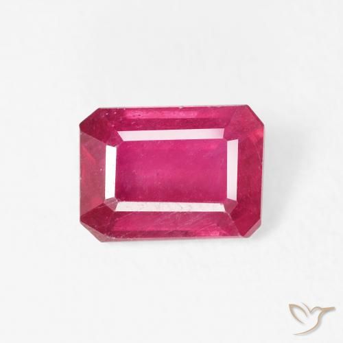 1.24ct Натуральный Красновато-розовый Рубин, Изумрудная огранка, Чистота VS