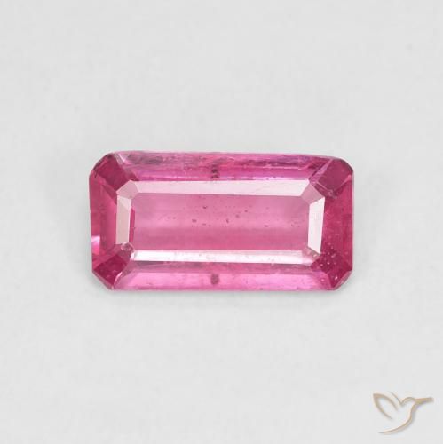 1.24ct Натуральный Ярко-розовый Рубин, Изумрудная огранка, VS-SI