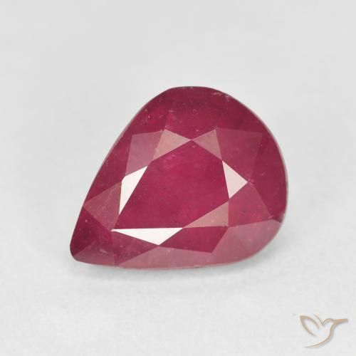 4.12ct Натуральный Розовато-красный Рубин, Форма груши, Чистота VS