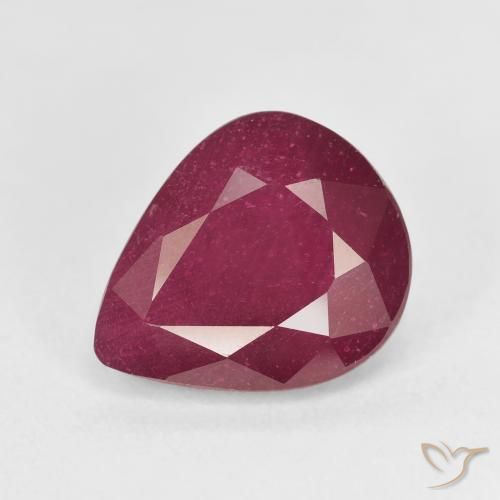 6.51ct Натуральный Темно-красный Рубин, Форма груши, Чистота VS