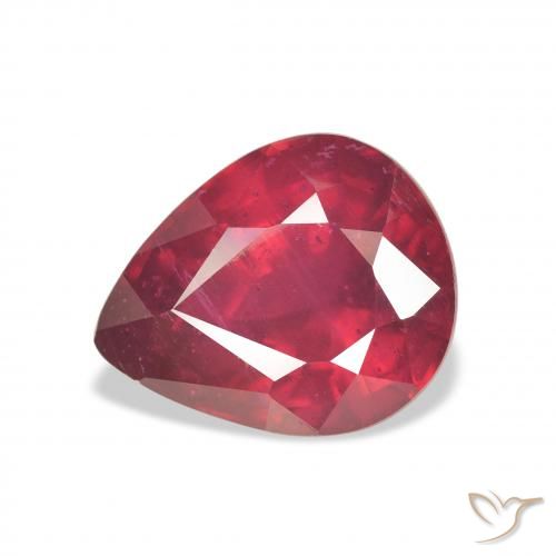 6.37ct Натуральный Глубокий малиновый Рубин, Форма груши, Чистота VS