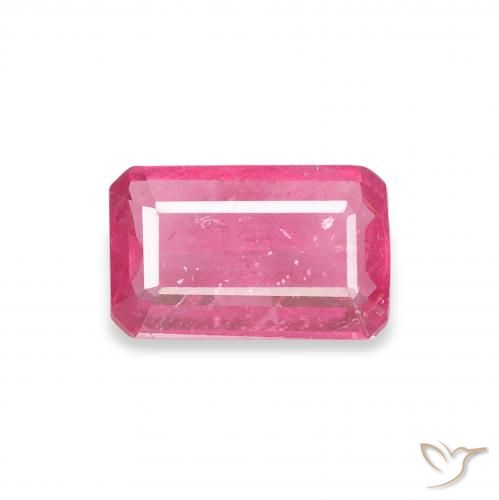 0.99ct Натуральный Ярко-розовый Рубин, Изумрудная огранка, VS-SI