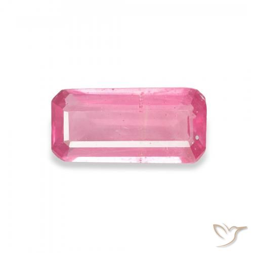 1.35ct Натуральный Ярко-розовый Рубин, Изумрудная огранка, VS-SI