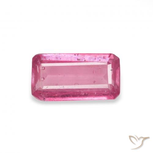 1.09ct Натуральный Ярко-розовый Рубин, Изумрудная огранка, VS-SI