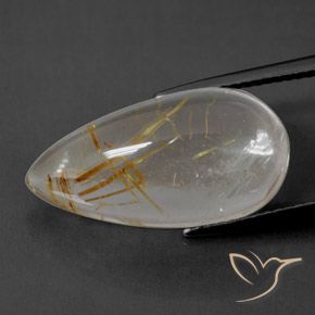 12.63ct Натуральный Очень светлый золотисто-коричневый Рутиловый кварц, Форма груши, Прозрачный