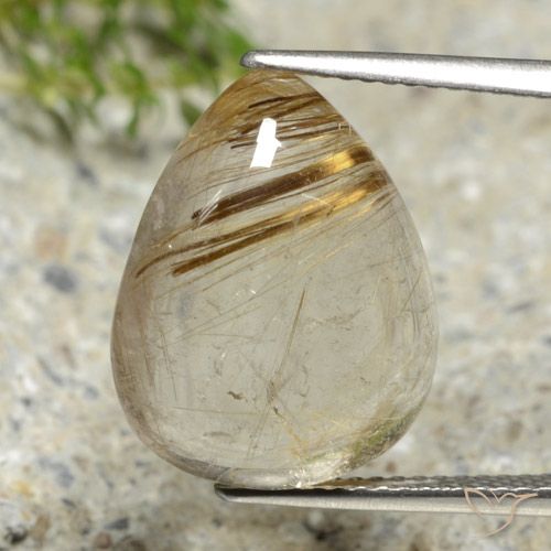 10.69ct Натуральный Светло-желтый Рутиловый кварц, Форма груши, Прозрачный