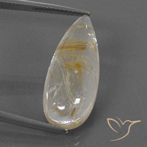 13.10ct Натуральный Очень светлый золотисто-коричневый Рутиловый кварц, Форма груши, Прозрачный