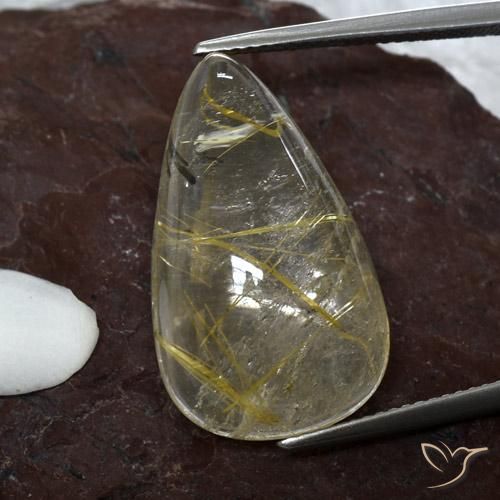 20.18ct Натуральный Очень светлый золотисто-коричневый Рутиловый кварц, Форма груши, Прозрачный