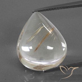 15.33ct Натуральный Светло-желтый Рутиловый кварц, Форма груши, Прозрачный