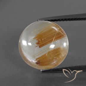8.46ct Натуральный Ясный и золото-бронзовый Рутиловый кварц, Круглый, Полупрозрачный