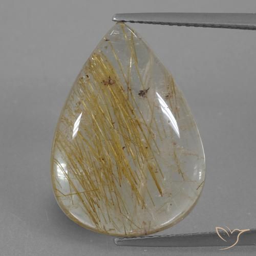 13.25ct Натуральный Среднее золото Рутиловый кварц, Форма груши, Прозрачный