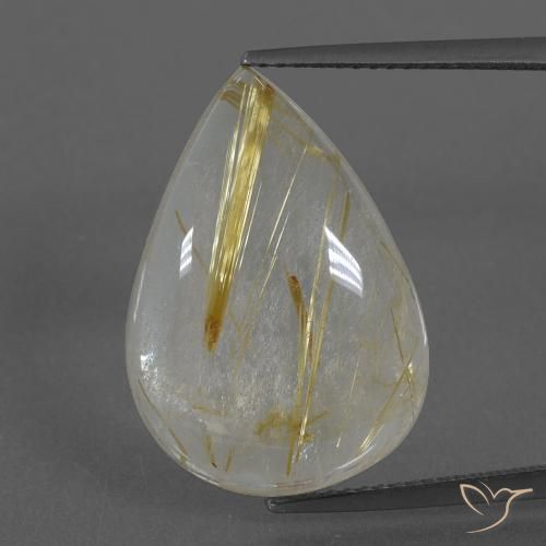13.86ct Натуральный Землисто-желтый Рутиловый кварц, Форма груши, Прозрачный